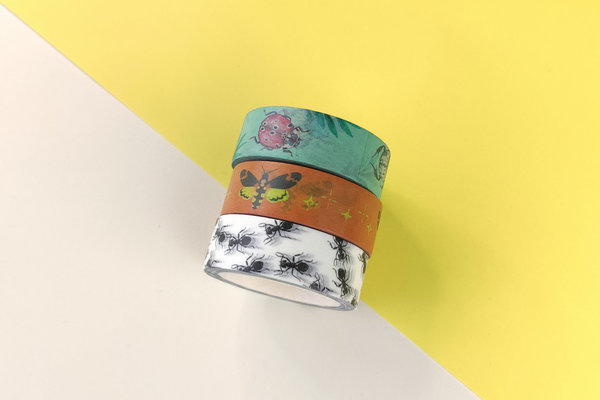 Washi Tape Set aus 3 Rollen - Motte, Käfer und Ameisen