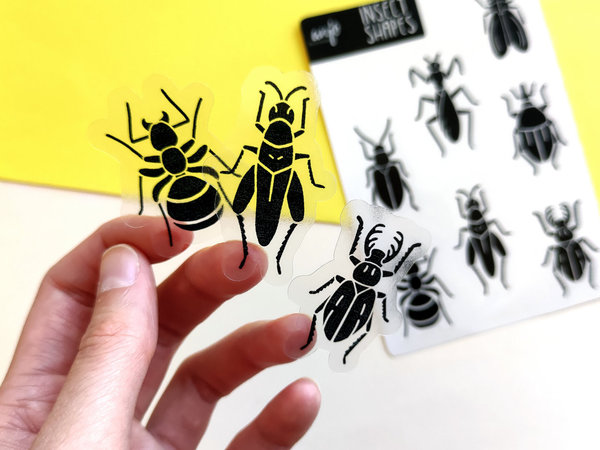 Transparentes Sticker Sheet - Insekten Formen