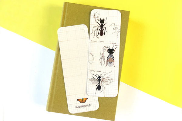 Lesezeichen - Skizzenbuchseite Ameisen und Wespen